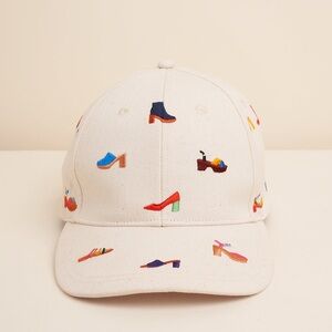 Charlotte Stone Cream Baseball Cap with Multicolor Shoe Embroidery